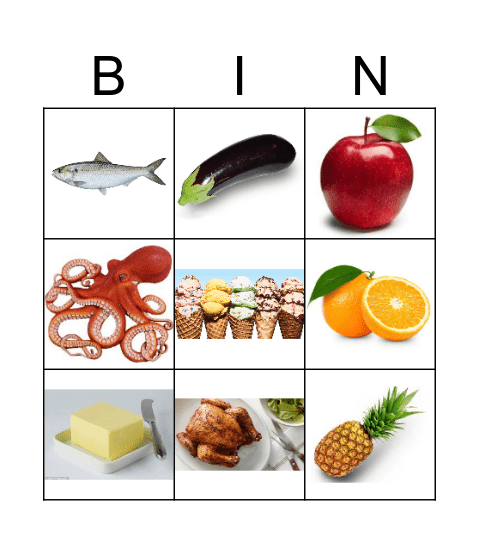 FOOD Bingo Card