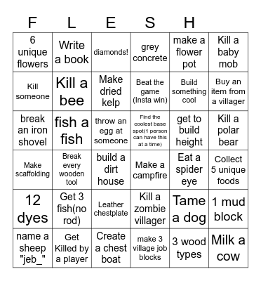 MINECRAFT BINGO Card
