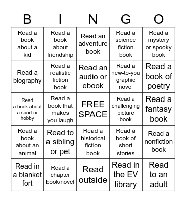 East Vincent Library Bingo Card