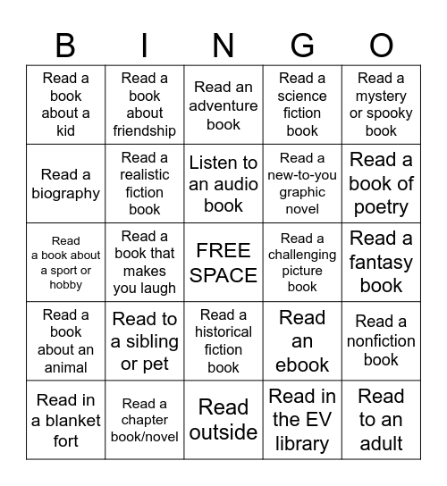 East Vincent Library Bingo Card