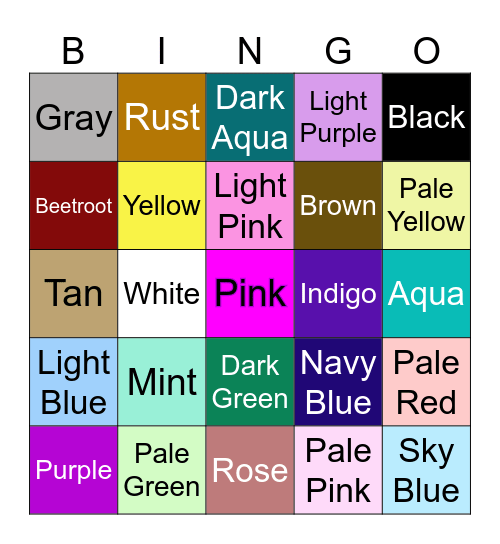 YA Book Cover Color Bingo! Bingo Card