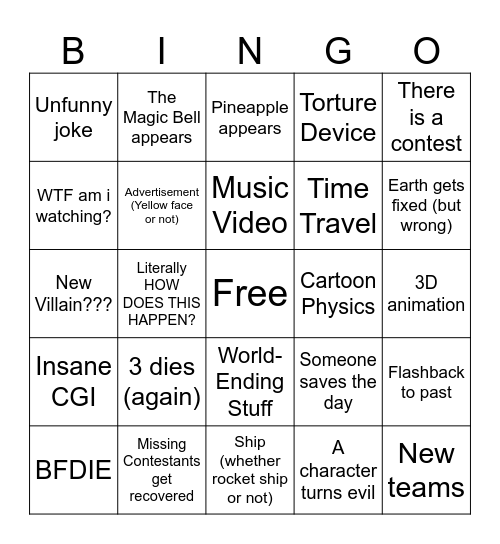 TPOT 25 Bingo Card