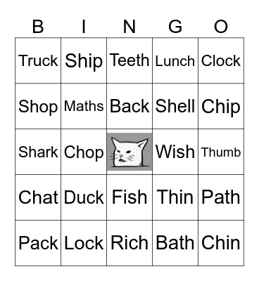CK, SH, TH, CH Bingo Card