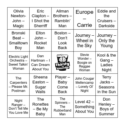 Thirsty For Knowledge Music Bingo Card