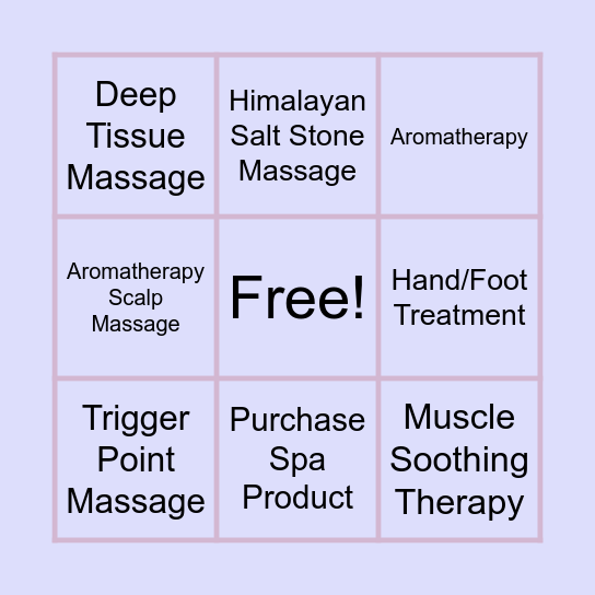 MASSAGE THERAPY Bingo Card