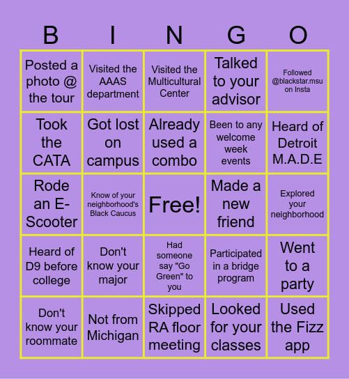 BlackStar Tour Bingo Card