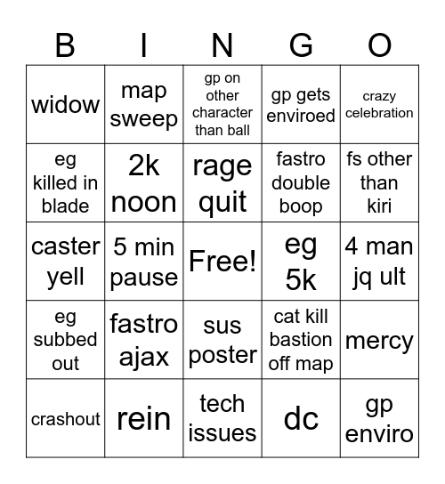 OWC MEX vs GBR Bingo Card