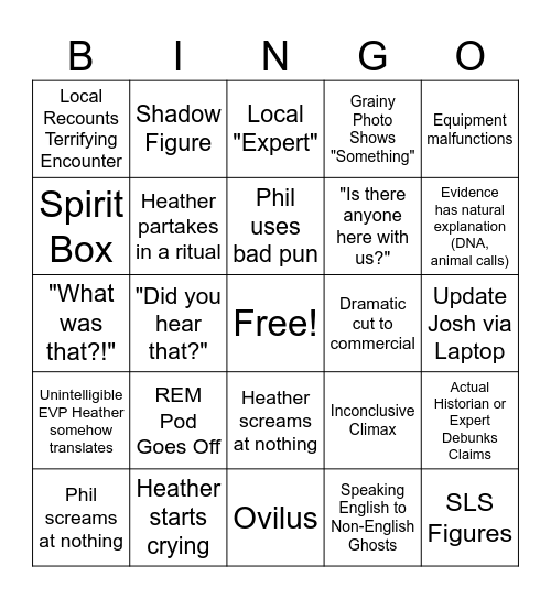 Expedition X Bingo Card