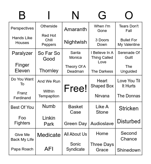 Danikas Rock'N Bingo 🤘🏻 Bingo Card