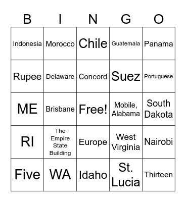 Around the World Bingo! Bingo Card