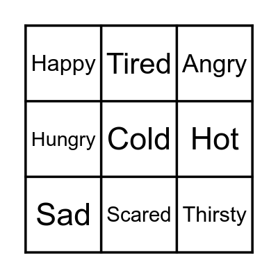 Feelings Bingo Card