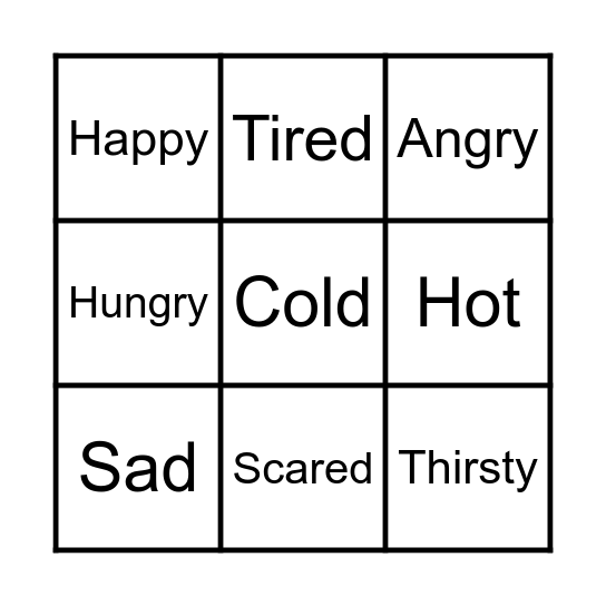 Feelings Bingo Card