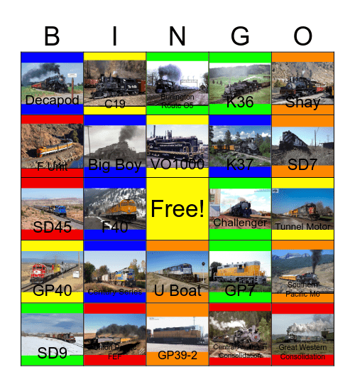 The Denver and Rio Grande Western, the Great Western Railway of Colorado, the Union Pacific and other Railroads in Colorado Bingo Card