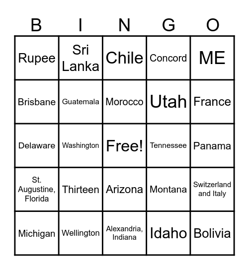 Around the World Bingo! Bingo Card