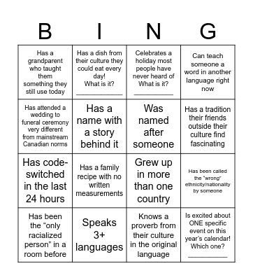Find someone who… Bingo Card