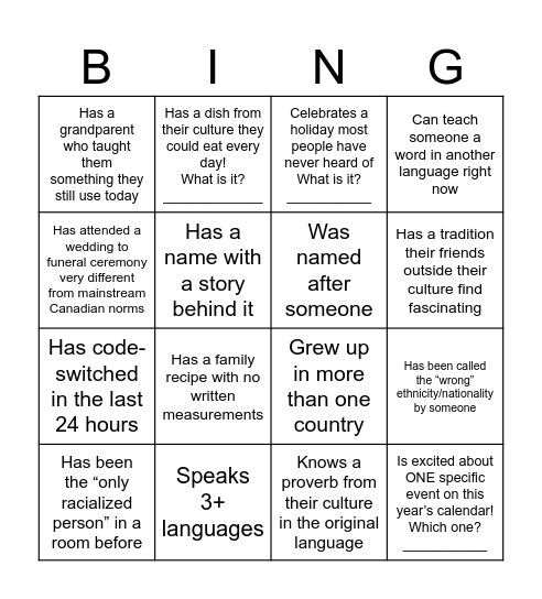 Find someone who… Bingo Card