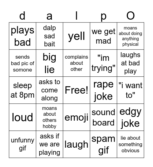 dalp Bingo Card