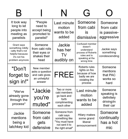 local 88 BS Bingo Card