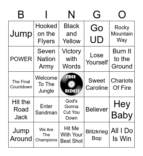 STADIUM MUSIC Bingo Card