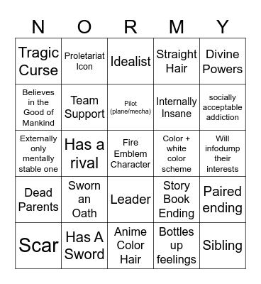 Erik OC Bingus Bingo Card