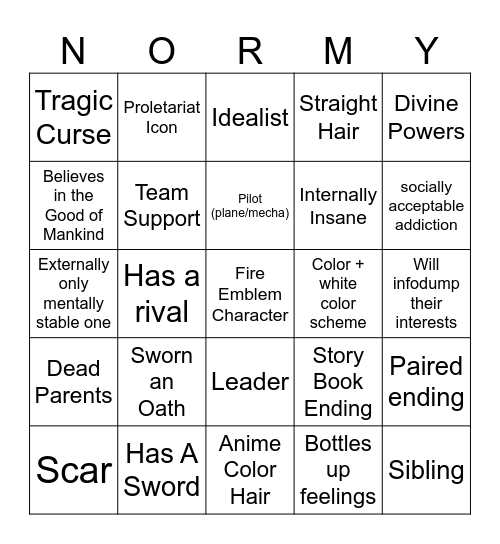 Erik OC Bingus Bingo Card