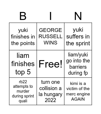 ITS NEVER (TSUN)OVER Bingo Card