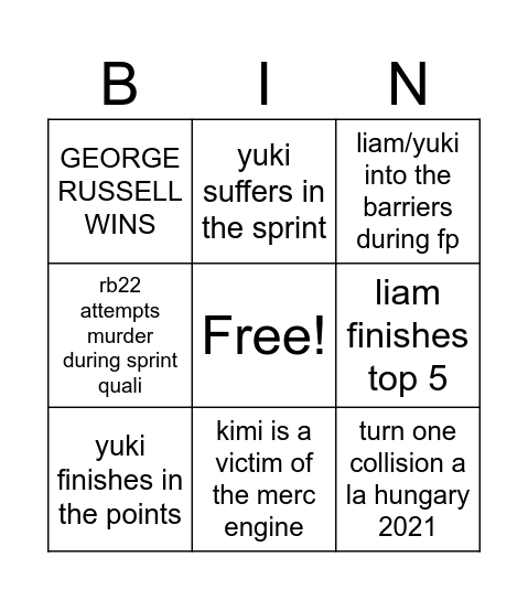 ITS NEVER TSUNOVER Bingo Card