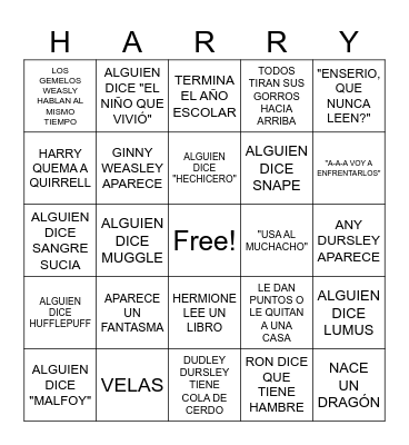 HARRY POTTER Y LA PIEDRA FILOSOFAL Bingo Card