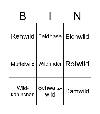 Haarwild Bingo Card