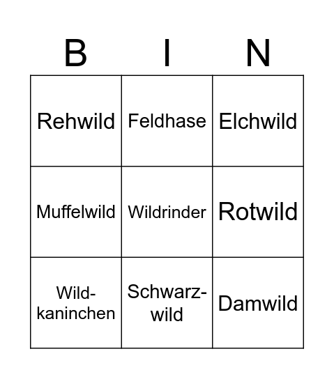 Haarwild Bingo Card