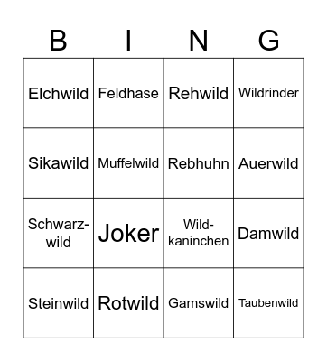 Haarwild Bingo Card