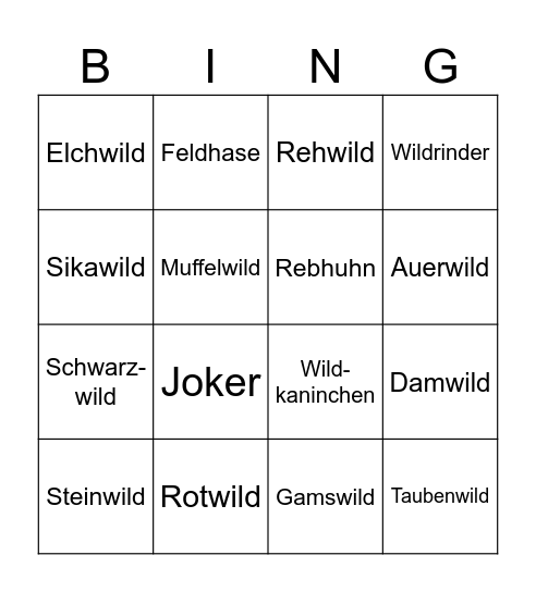 Haarwild Bingo Card