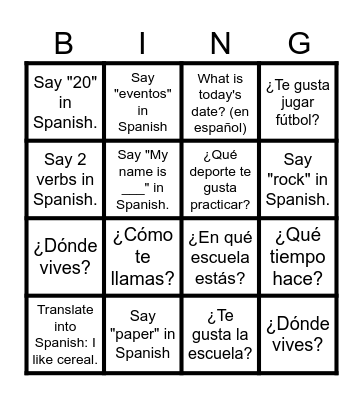 Lotería de Conversación Bingo Card