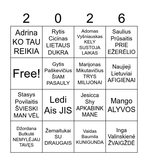 BALIAVONĖ Bingo Card