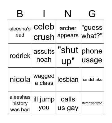 macie and aleesha bing Bingo Card