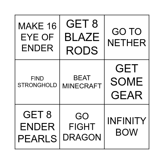 HOW TO BEAT MINECRAFT Bingo Card