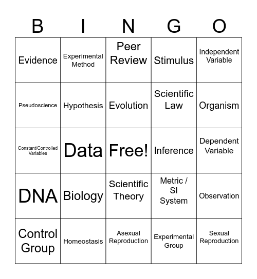 Chapter 1 Review Bingo Card