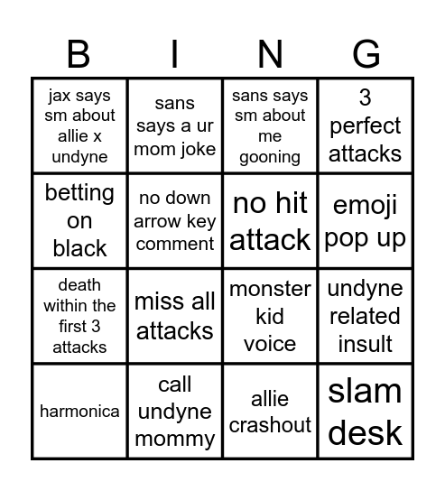 blank Bingo Card