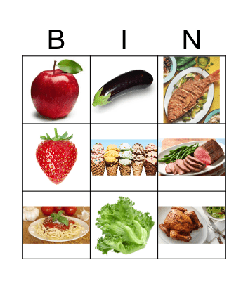 FOOD - First Grade Learn&Play Bingo Card