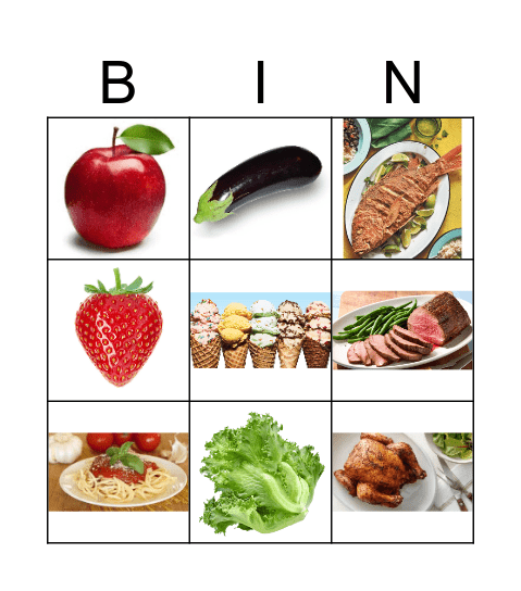 FOOD - First Grade Learn&Play Bingo Card