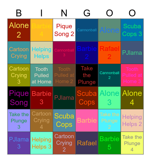 1 Second Every from 36 Brian On-Screen Beginning Bingo Card