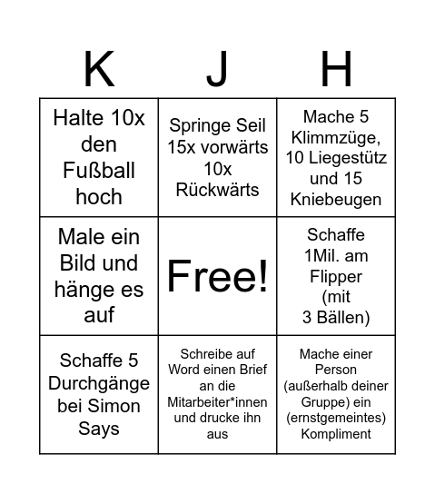 Jugendhaus Bingo Card