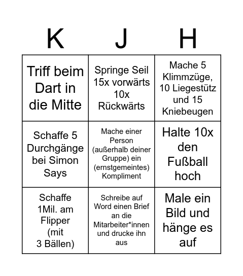 Jugendhaus Bingo Card
