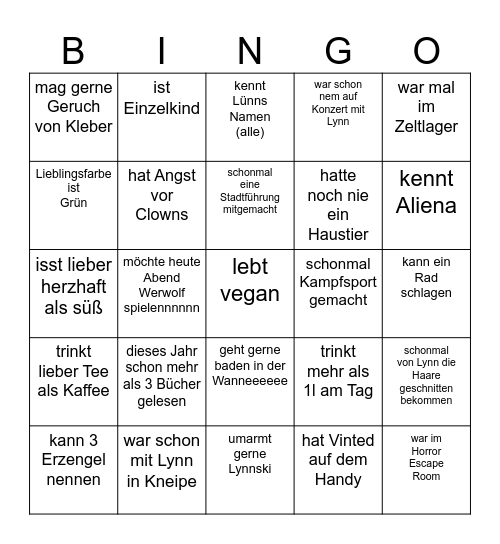 LynnGo Bingo Card
