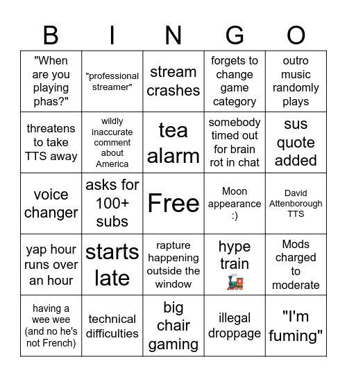 Ablien Stream Bingo Card