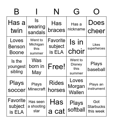 Find someone who... Bingo Card