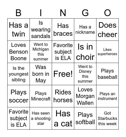 Find someone who... Bingo Card