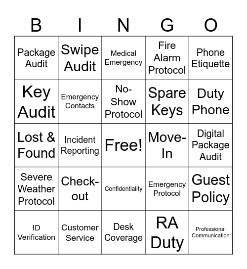 CA Website Bingo Card