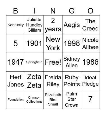 Alpha Sigma Alpha Birthday Bingo Card