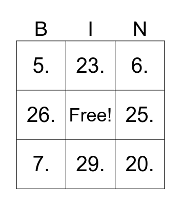 Bingo Murialdino Bingo Card